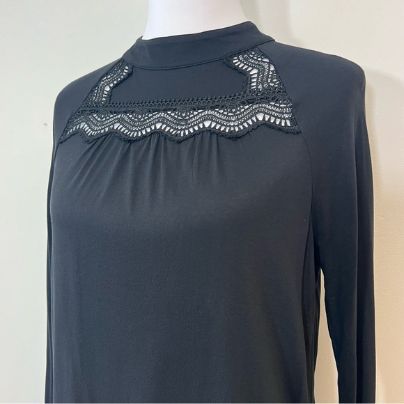 LOFT Crochet Yoke Keyhole Back Blouse - Picture 2 of 6